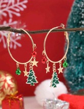 christmas earrings dangle,Christmas tree earrings,Christmas earrings,chr... - $15.00
