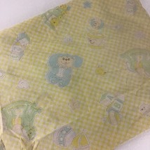 Baby Nursery Bedding Fitted Crib Sheet Yellow Checked Animals Blocks Vin... - $32.62