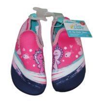 Water Shoes Girls Medium 7-8 Sea Horse Sun Smart Pink Teal Navy White UPF 50+ - £7.77 GBP