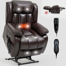 Dual Motor Power Lift Recliner w/ Massage, Heat, 350 LBS, Brown - $623.99