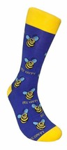 Bee Happy Bumble Bee FineFit Mens Fun Novelty Socks Dress SOX Size 10-13 Casual - £8.30 GBP
