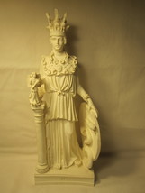 old 10&quot; tall White Statue of Athena - Snake Shield, very detailed - £60.46 GBP