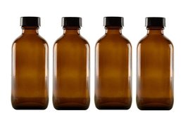 Perfume Studio® 4oz Essential Oil Glass Bottles - Pack of 4 Boston Round Glass B - £15.94 GBP