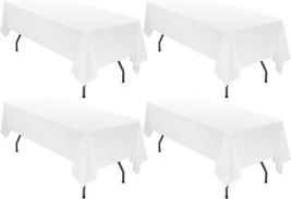 4 Pack 60 x 102 Inch Tablecloth White Tablecloth for 6 Feet Rectangle Tables Sta - £43.59 GBP