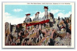 Three Sisters Rocks Hell&#39;s Half Acre Hwy 20 Wyoming WY UNP Linen Postcard S15 - £3.22 GBP