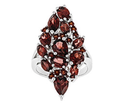 6.05ctw Simulated Red Garnet Rhodium Over Silver Cluster Ring Size 9.25 - $98.00