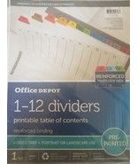 OD Brand Table Of Contents Customizable Index With Preprinted Tabs 1-12 - $295.59 MXN