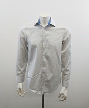Calvin Klein Slim Fit Non Iron Dress Shirt Size 15 White w/Grey Blue Str... - $10.78
