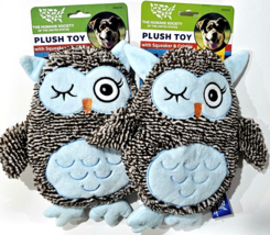 Plush Blue Owl Dog Toy With Squeaker &amp; Crinkle The Humane Society - £23.58 GBP