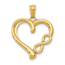 14K Polished Infinity Symbol Heart Pendant K5169 - £113.42 GBP