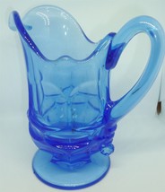 VINTAGE FOSTORIA HFM ARGUS COBALT BLUE GLASS PEDESTAL CREAMER - £37.00 GBP