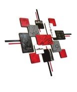 Contemporary Modern Red Black Gray Wall Sculpture, Square wall art, 40x3... - $4,521.06 MXN