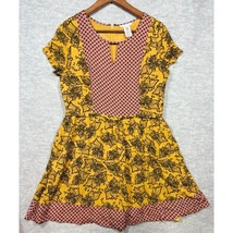 Esley Womens Dress S Mixed Floral Geometric Print  Yellow Black Red Mini - $373.62 MXN