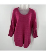 Poof Excellence Womens Pink Pullover Knit 3/4 Sleeve Tunic Sweater Size M - £17.00 GBP