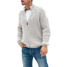 Sweater Cardigan Men&#39;s Solid Color Zipper Turtleneck Knit - £39.05 GBP+