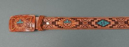 Chambers Phoenix Arizona Vintage Hand Painted Tooled Western Leather Belt Sz 38 - £79.67 GBP