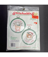 Stitchables Cross Stitch Kit Santa Bear &amp; Reinbear #7578 Hoops Christmas... - $233.53 MXN