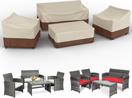 Gasadar Outdoor Furniture Cover Waterproof, Patio Furniture Set, Beige &amp;... - £57.97 GBP