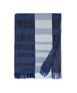 Sferra Rimini Denim Blue Throw Blanket Plaid Wool Cotton Soft 51&quot;x75&quot; It... - $130.00