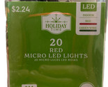 Holiday Time 20 Red Micro LED Christmas Lights Green Wire Battery Powere... - $6.92