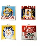 RARE Coasters Trivets 4x4 advertising Campbells Quaker Arm &amp; Hammer Carn... - $533.48 MXN