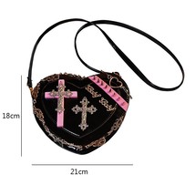Heart Messenger Bag ita Rivet Cross Crossbody Bag  Decoration PU Leather Retro S - £54.16 GBP