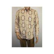 Mens Sports Shirt by DE-NIKO Long Sleeves Fashion Prints Soft Modal NK600 Khaki image 10