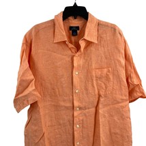Brooks Brothers 100% Linen Button Front Orange Shirt XL - $37.74