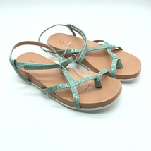 A New Day Womens Eden Sandals Strappy Square Toe Faux Leather Aqua Blue Size 8 - £9.93 GBP