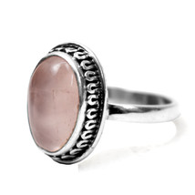 Rose Quartz Handmade Ring-925 Sterling Silver-Pink Rose Quartz Ring Women Gift - £26.49 GBP