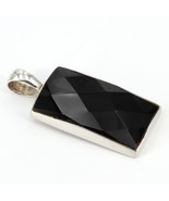 Retired Silpada Sterling Silver Faceted Black Onyx Rectangular Pendant S... - $29.99