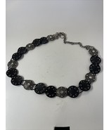 Concho Jeweled Black Oval Embellished Studded Leather Joined Belt 32-45” - $39.64 CAD