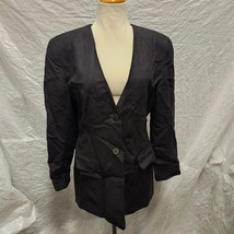 Ann Taylor Women&#39;s Black Linen/Rayon Blazer Jacket with Acetate Lining, Size 8  - £47.47 GBP