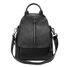 Fashion Cowhide Backpack Women Leather Preppy Style School Bag Female Travel Bac - £62.93 GBP