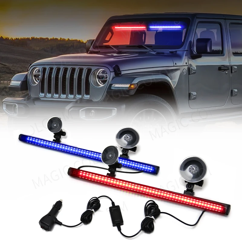 96 led car strobe light emergency flash warning lamp 2 in 1 3030 smd windshield bar thumb200