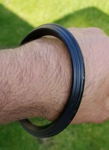 Black SARBLOH Pure Iron Kada Lines Heavy Sikh Singh Kaur Khalsa Kara BANGLE L3