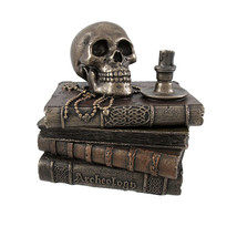 Bronze Wizard`s Study Books and Skull Trinket Stash Box - £45.88 GBP