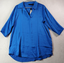 Attitudes by Renee Blouse Top Womens Size 6 Blue Polyester Long Sleeve Collared - £18.88 GBP