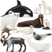 10Pcs 2-7&quot; Realistic Polar Animal Figurines, Plastic Arctic Animal Figur... - £41.07 GBP