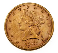 1881 $10 American Gold Liberty Eagle in AU Condition - £1,108.19 GBP