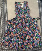 Vintage Nouveau Faces Floral Bib Dress Size Large NWT - $65.44
