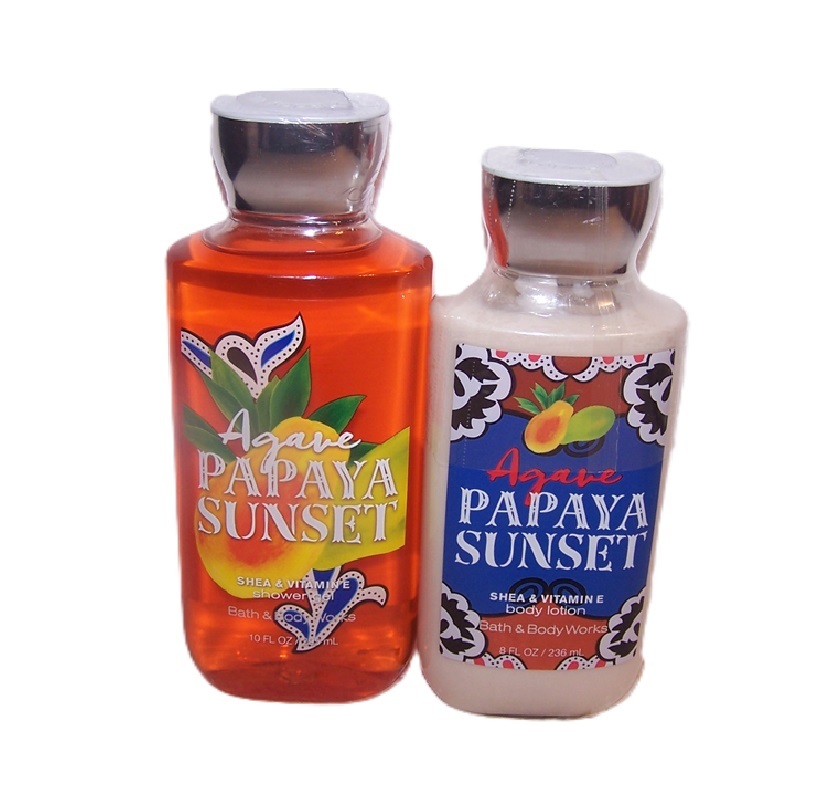 Agave Papaya Sunset Shower Gel & Body Lotion Set 2 Piece New Bath & Body Works
