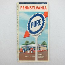 Vintage 1950s Pure Gasoline Pennsylvania Road Map with Pittsburgh Metro - £7.89 GBP