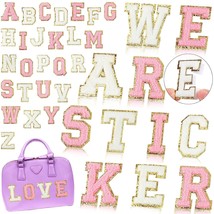 52 Pieces Self Adhesive Chenille Letter Patches Glitter Chenille Letter Patches  - £23.58 GBP