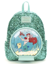 Loungefly Disney The Little Mermaid Snow Globe Sequin Mini Backpack IN HAND NEW! - £117.94 GBP