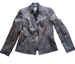 Klein Blazer Career Anne Black White Jacket Women Small Button Lined Str... - $18.00