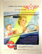 Vintage Print Ad 1956 Flying A Ethyl Veedol 10-30 Motor Oil Mother Child in Car - £7.87 GBP