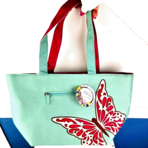 Endless Summer Canvas Tote Mint Green Tote Butterfly NWT - £18.94 GBP