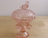 Vtg Hofbauer BYRDES Pink Trinket Ring Dish Glass with Lid - £23.34 GBP