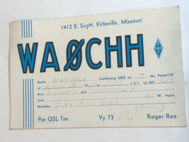 Vintage Ham Radio Card WA0CCH Kirksville Missouri 1963 - $4.94